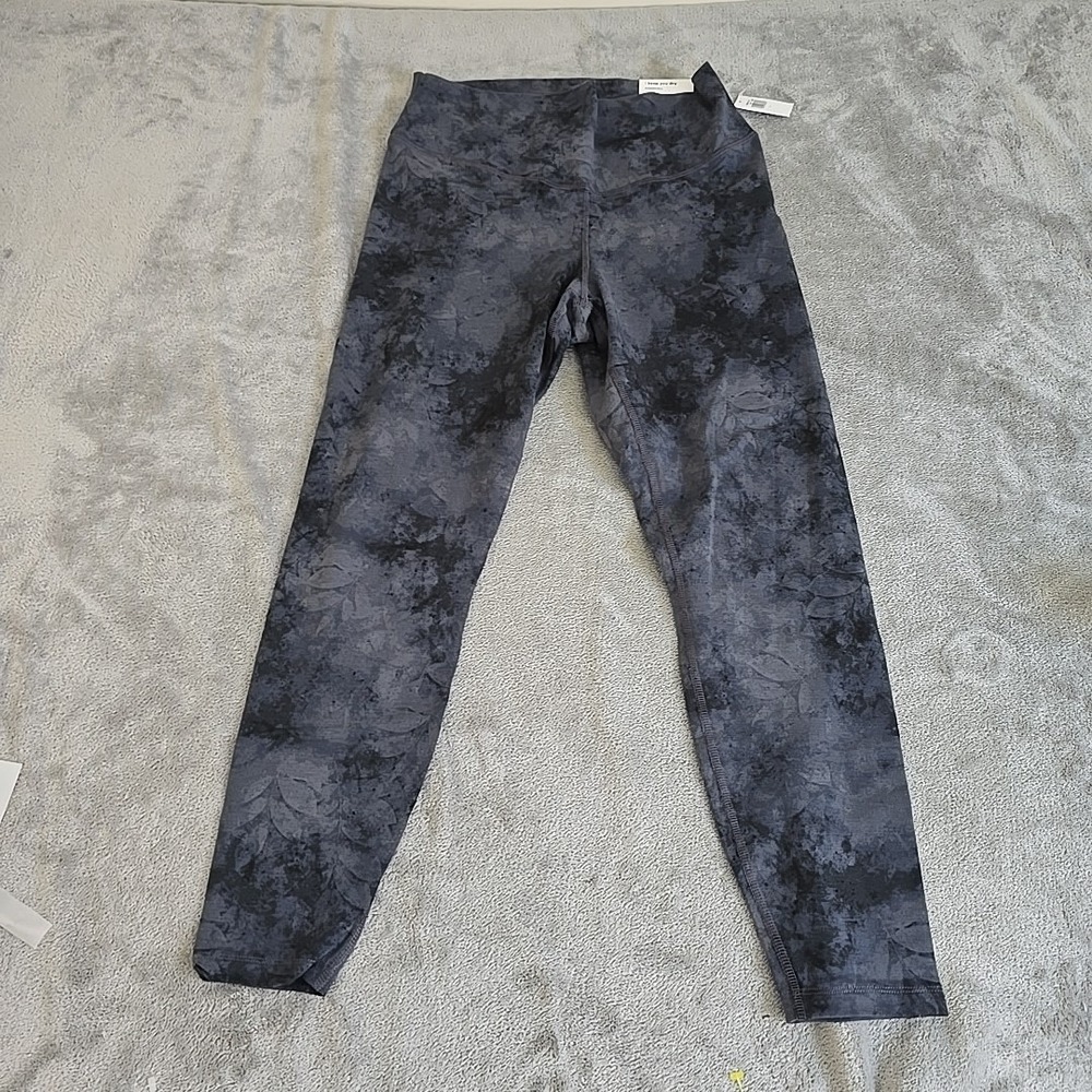 Old Navy Activewear Pants Womens Large Gray Tie Dye Leggings 7/8 Ankle Casual